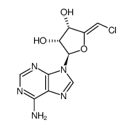 9-<5(Z)-chloro-5-deoxy-β-D-erythro-pent-4-enofuranosyl>adenine结构式