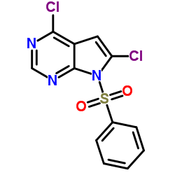 4,6-二氯-7-(苯基磺酰基)-7H-吡咯并[2,3-d]嘧啶结构式