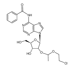 N6-benzoyl-2'-O-<1-(2-chloroethoxy)ethyl>adenosine结构式