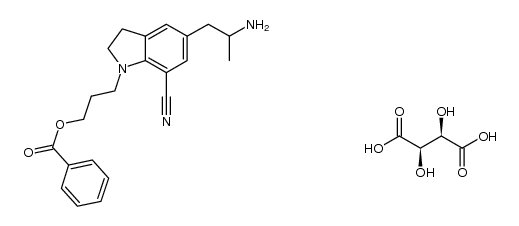 1-(3-benzoyloxypropyl)-7-cyano-5-(2-aminopropyl)-2,3-dihydroindole结构式