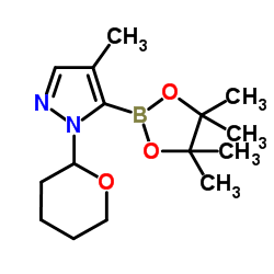 4-methyl-1-(tetrahydro-2H-pyran-2-yl)-5-(4,4,5,5-tetramethyl-1,3,2-dioxaborolan-2-yl)-1H-Pyrazole structure