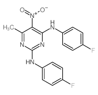 2,4-Pyrimidinediamine,N2,N4-bis(4-fluorophenyl)-6-methyl-5-nitro-结构式