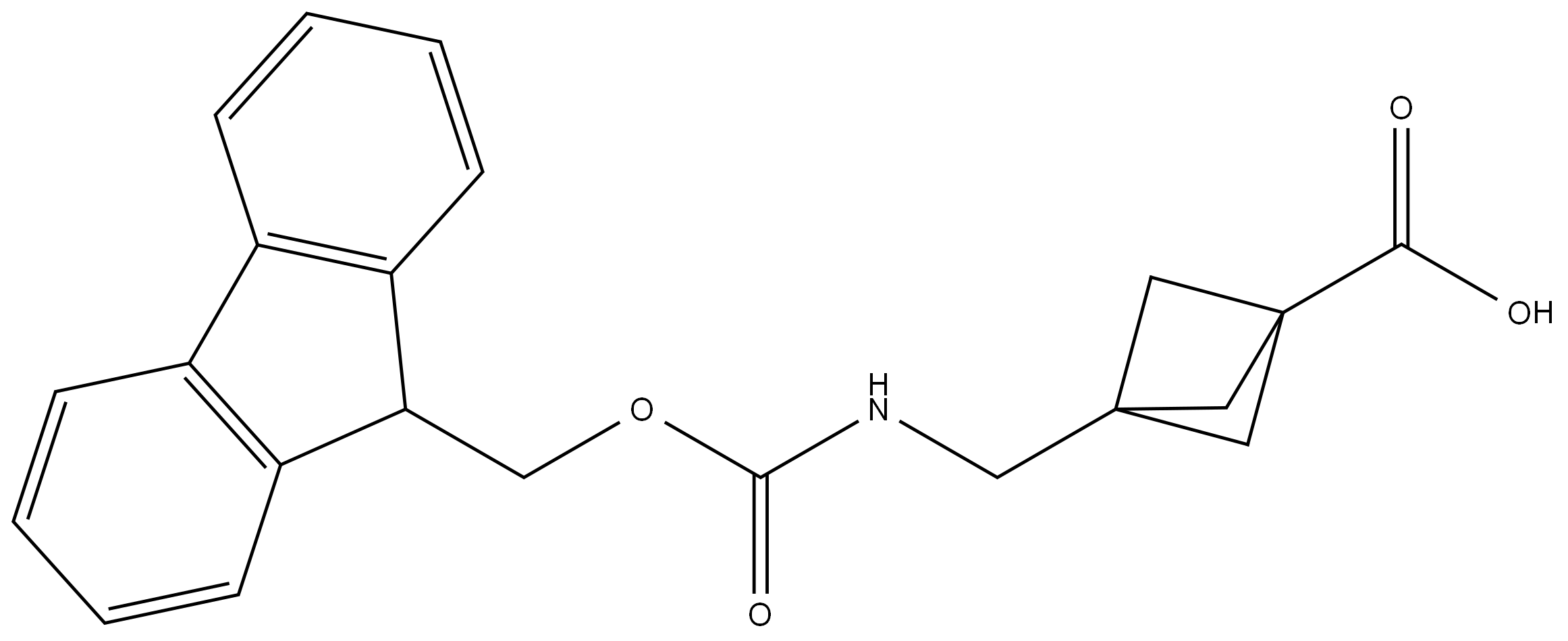 Bicyclo[1.1.1]pentane-1-carboxylic acid, 3-[[[(9H-fluoren-9-ylmethoxy)carbonyl]amino]methyl]-结构式