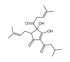 3,4-dihydroxy-5-(3-methylbut-2-enyl)-2-(3-methyl-1-oxobutyl)-4-(4-methyl-1-oxopent-3-enyl)cyclopent-2-en-1-one结构式