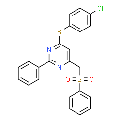 (6-[(4-CHLOROPHENYL)SULFANYL]-2-PHENYL-4-PYRIMIDINYL)METHYL PHENYL SULFONE picture