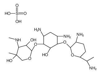 (2R,3R,4R,5R)-2-[(1S,2S,3R,4S,6R)-4,6-diamino-3-[(2R,3R,6S)-3-amino-6-[(1R)-1-aminoethyl]oxan-2-yl]oxy-2-hydroxycyclohexyl]oxy-5-methyl-4-(methylamino)oxane-3,5-diol,sulfuric acid Structure