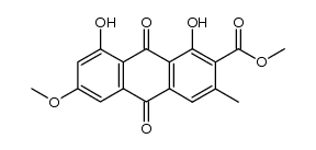 1,8-dihydroxy-6-methoxy-2-methoxycarbonyl-3-methyl-9,10-anthraquinone结构式