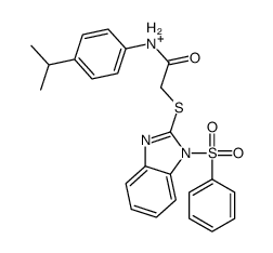 2-({2-[(4-Isopropylphenyl)amino]-2-oxoethyl}sulfanyl)-3-(phenylsu lfonyl)-1H-benzimidazol-3-ium结构式