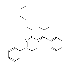 N-[hexyl-[(2-methyl-1-phenylpropylidene)amino]boranyl]-2-methyl-1-phenylpropan-1-imine Structure