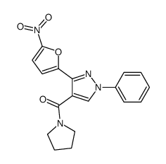 [3-(5-nitrofuran-2-yl)-1-phenylpyrazol-4-yl]-pyrrolidin-1-ylmethanone结构式