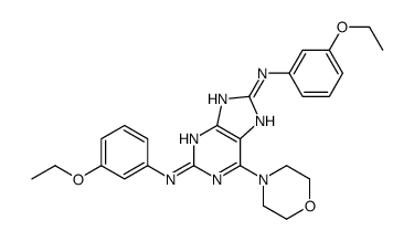 2-N,8-N-bis(3-ethoxyphenyl)-6-morpholin-4-yl-7H-purine-2,8-diamine结构式