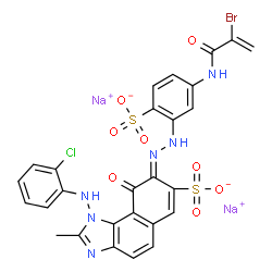 disodium 8-[[5-[(2-bromo-1-oxoallyl)amino]-2-sulphonatophenyl]azo]-1-[(2-chlorophenyl)amino]-9-hydroxy-2-methyl-1H-naphth[1,2-d]imidazole-7-sulphonate Structure