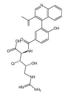 (2R,3R,4R)-3-chloro-5-guanidino-4-hydroxy-2-(4-hydroxy-3-(3-(prop-1-en-2-yl)quinolin-4-yl)benzamido)pentanoic acid结构式