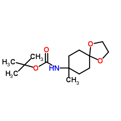 (8-甲基-1,4-二氧杂螺[4.5]癸烷-8-基)氨基甲酸叔丁酯结构式