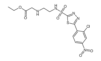 N-{2-[5-(2-chloro-4-nitro-phenyl)-1,3,4-thiadiazole-2-sulfonylamino]-ethyl}-glycine ethyl ester Structure