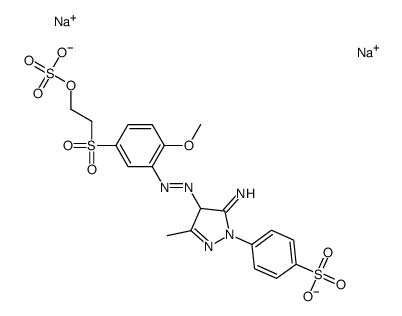 disodium p-[4,5-dihydro-5-imino-4-[[2-methoxy-5-[[2-(sulphonatooxy)ethyl]sulphonyl]phenyl]azo]-3-methyl-1H-pyrazol-1-yl]benzenesulphonate structure
