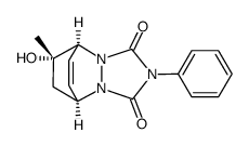 (1S*,10S*)-10-Hydroxy-10-methyl-4-phenyl-2,4,6-triazatricyclo<5.2.2.02,6>undec-8-en-3,5-dion Structure