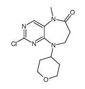 2-chloro-5-methyl-9-(tetrahydro-pyran-4-yl)-5,7,8,9-tetrahydro-pyrimido[4,5-b][1,4]diazepin-6-one结构式