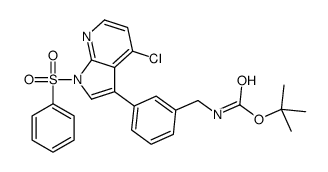 2-Methyl-2-propanyl {3-[4-chloro-1-(phenylsulfonyl)-1H-pyrrolo[2, 3-b]pyridin-3-yl]benzyl}carbamate Structure