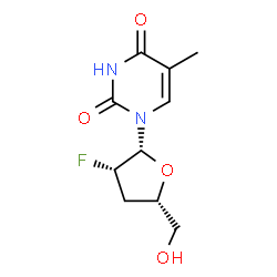 1-(2-Fluoro-2,3-dideoxy-β-D-threo-pentofuranosyl)-5-methylpyrimidine-2,4(1H,3H)-dione结构式