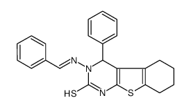 3-[(E)-benzylideneamino]-4-phenyl-1,4,5,6,7,8-hexahydro-[1]benzothiolo[2,3-d]pyrimidine-2-thione结构式