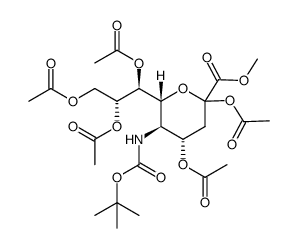 methyl 2,4,7,8,9--penta--O--acetyl-5--tert-butyloxycarbonylamino--3,5--dideoxy--D--glycero--α,β--D-galaco-2--nonulsopyranosonate结构式