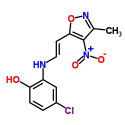 4-Chloro-2-{[(E)-2-(3-methyl-4-nitro-1,2-oxazol-5-yl)vinyl]amino}phenol结构式
