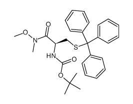 (S)-N-methyl-N-methoxy-2-tert-butoxycarbonylamino-3-(triphenylmethylthio)propionamide结构式