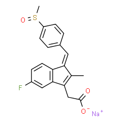 sodium 5-fluoro-2-methyl-1-[[4-(methylsulphinyl)phenyl]methylene]-1H-indene-3-acetate结构式