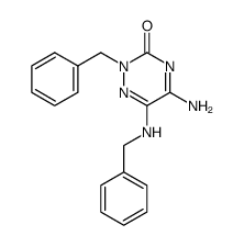 5-amino-2-benzyl-6-benzylamino-2H-[1,2,4]triazin-3-one结构式