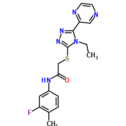 2-{[4-Ethyl-5-(2-pyrazinyl)-4H-1,2,4-triazol-3-yl]sulfanyl}-N-(3-fluoro-4-methylphenyl)acetamide结构式