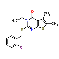 2-[(2-Chlorobenzyl)sulfanyl]-3-ethyl-5,6-dimethylthieno[2,3-d]pyrimidin-4(3H)-one Structure