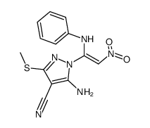 5-amino-1-(1-anilino-2-nitro-vinyl)-3-methylsulfanyl-1H-pyrazole-4-carbonitrile结构式