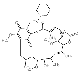 [(1E,4Z,6Z,10Z,21Z)-13-hydroxy-8,14,19-trimethoxy-4,10,12,16-tetramethyl-3,20,22-trioxo-21-[(1-piperidylamino)methylidene]-2-azabicyclo[16.3.1]docosa-1,4,6,10,18-pentaen-9-yl] carbamate结构式