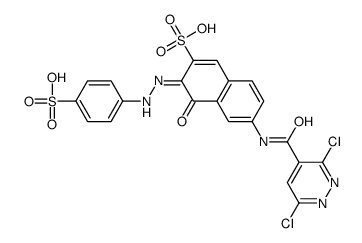 6-(3,6-dichloropyridazine-4-carboxamido)-4-hydroxy-3-[(p-sulphophenyl)azo]naphthalene-2-sulphonic acid Structure