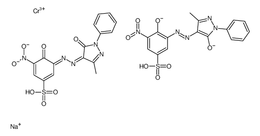 sodium,chromium(3+),5-(dioxidoamino)-3-[(3-methyl-5-oxo-1-phenylpyrazol-4-ylidene)hydrazinylidene]-4-oxocyclohexa-1,5-diene-1-sulfonate,hydron,3-[(3-methyl-5-oxido-1-phenylpyrazol-4-yl)diazenyl]-5-nitro-4-oxidobenzenesulfonate Structure