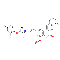 4-[(E)-{[2-(2,4-Dichlorophenoxy)propanoyl]hydrazono}methyl]-2-methoxyphenyl 4-propoxybenzoate结构式