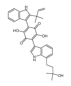 2,5-dihydroxy-3-(7-(3-hydroxy-3-methylbutyl)-1H-indol-3-yl)-6-(2-(2-methylbut-3-en-2-yl)-1H-indol-3-yl)cyclohexa-2,5-diene-1,4-dione结构式