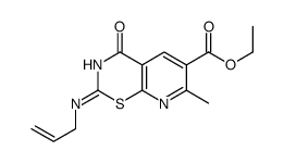 4H-Pyrido(3,2-e)-1,3-thiazine-6-carboxylic acid, 7-methyl-4-oxo-2-(2-p ropenylamino)-, ethyl ester结构式
