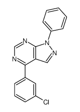 1-phenyl-4-(m-chlorophenyl)pyrazolo(3,4-d)pyrimidine Structure