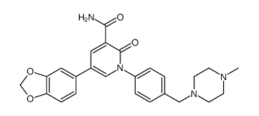 5-(1,3-benzodioxol-5-yl)-1-[4-[(4-methylpiperazin-1-yl)methyl]phenyl]-2-oxopyridine-3-carboxamide结构式