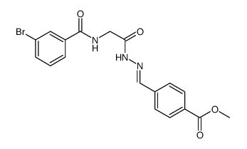 Benzoic acid, 4-[[2-[2-[(3-bromobenzoyl)amino]acetyl]hydrazinylidene]methyl]-, methyl ester Structure