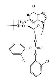 Bis(o-chlorophenyl) 5'-O-(tert-butyldimethylsilyl)-2'-deoxyguanosine 3'-phosphate结构式