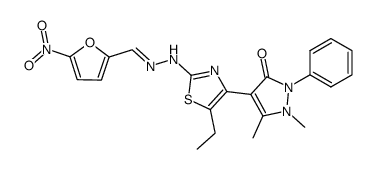 5-Aethyl-4-(4-antipyryl)-2-(5-nitrofurfuryliden-hydrazino)-thiazol结构式
