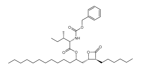 N-[(phenylmethoxy)carbonyl]-L-isoleucine-(1S)-1-[[(2S,3S)-3-hexyl-4-oxo-2-oxetanyl]methyl]dodecyl ester结构式