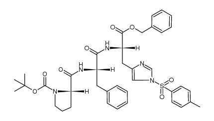 Nα-(tert-butyloxycarbonyl)-L-prolyl-L-phenylalanyl-Nim-tosyl-L-histidine benzyl ester结构式