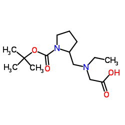 N-Ethyl-N-[(1-{[(2-methyl-2-propanyl)oxy]carbonyl}-2-pyrrolidinyl)methyl]glycine结构式