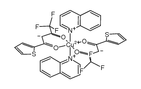 bis(1,1,1-trifluoro-3-(2-thenoyl)acetonato)bis(quinoline)copper(II)结构式