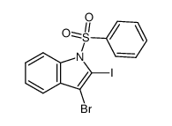 3-bromo-2-iodo-1-(phenylsulfonyl)-1H-indole结构式