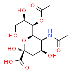 (2S,4S,5R,6R)-5-acetamido-6-(1-acetyloxy-2,3-dihydroxypropyl)-2,4-dihydroxyoxane-2-carboxylic acid Structure